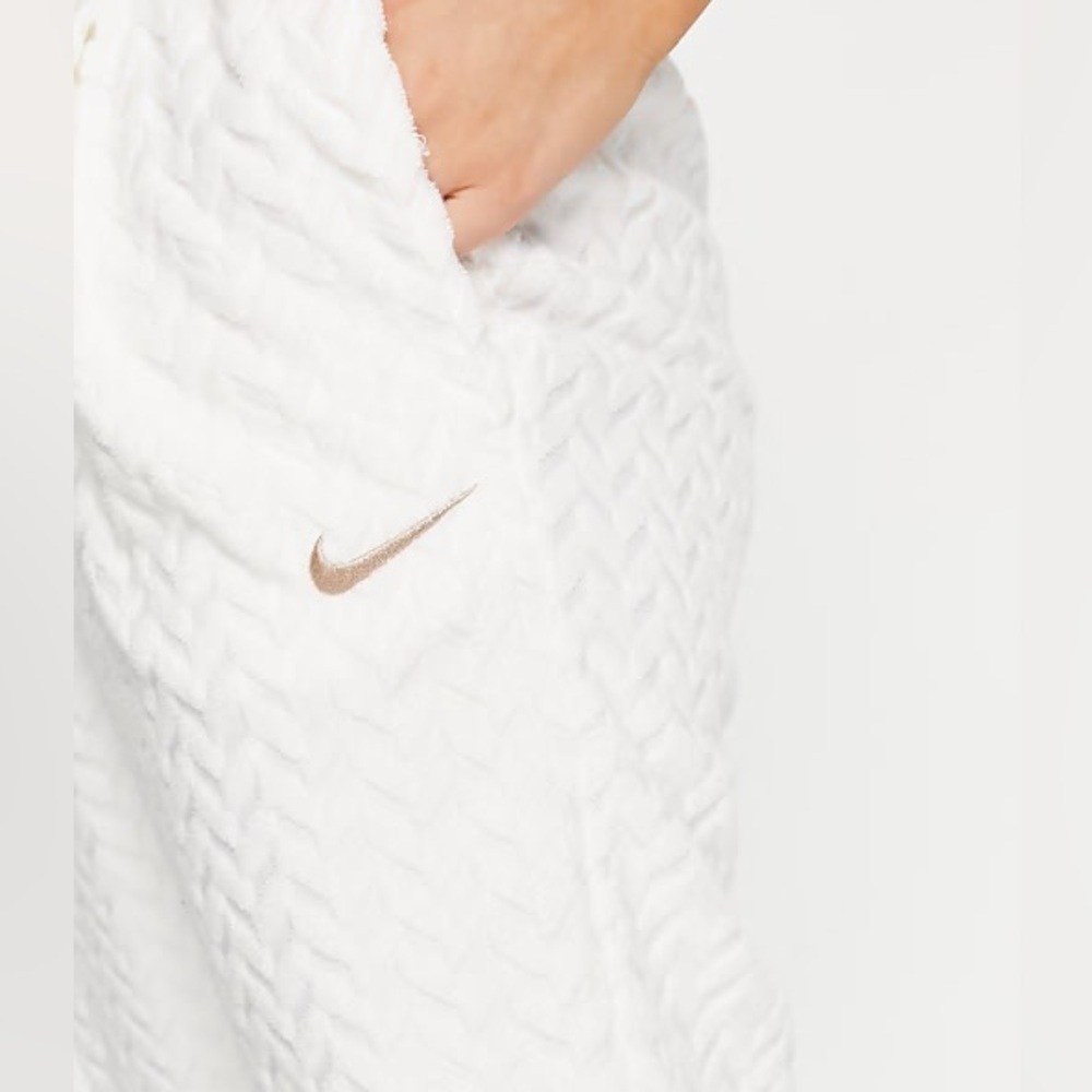 White Textured Joggers with Logo